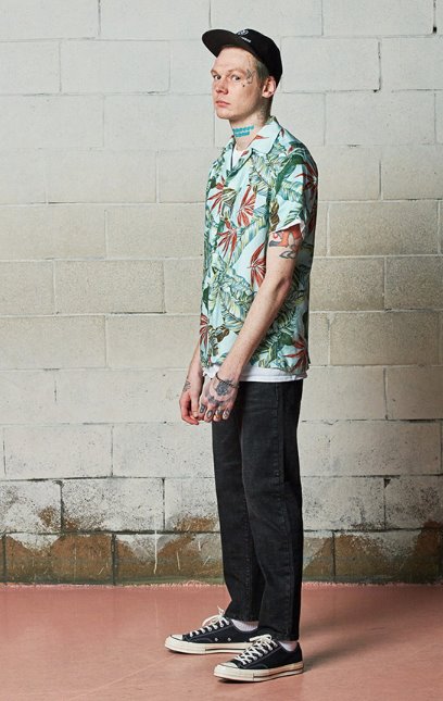 セイントペイン(SAINTPAIN) SP FLOWER HAWAIIAN SHIRT-MINT
