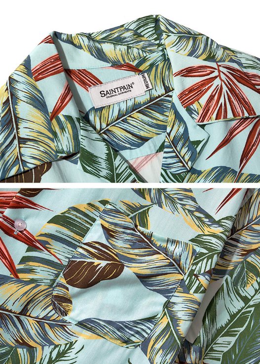 セイントペイン(SAINTPAIN) SP FLOWER HAWAIIAN SHIRT-MINT