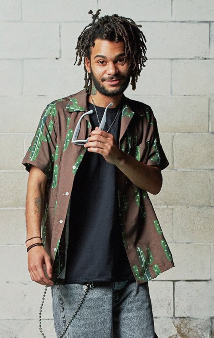 セイントペイン(SAINTPAIN) SP CACTUS HAWAIIAN SHIRT-BROWN