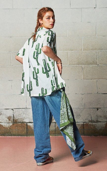 セイントペイン(SAINTPAIN) SP CACTUS HAWAIIAN SHIRT-BROWN