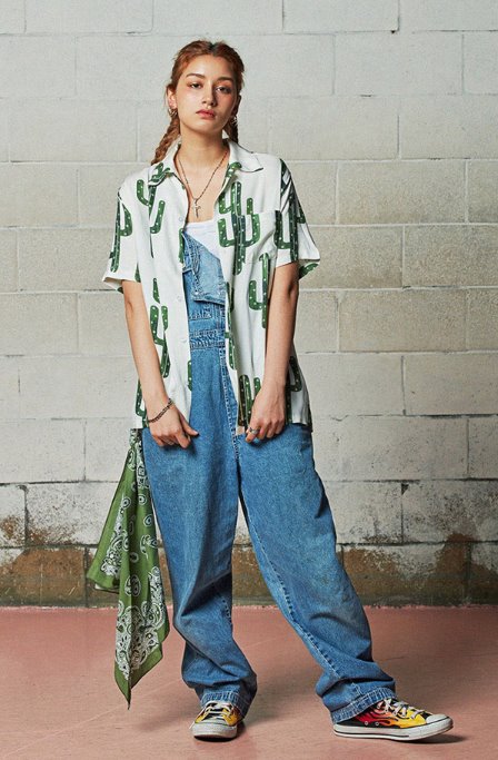 セイントペイン(SAINTPAIN) SP CACTUS HAWAIIAN SHIRT-BROWN