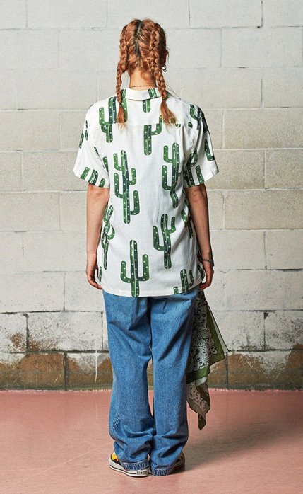 セイントペイン(SAINTPAIN) SP CACTUS HAWAIIAN SHIRT-BROWN