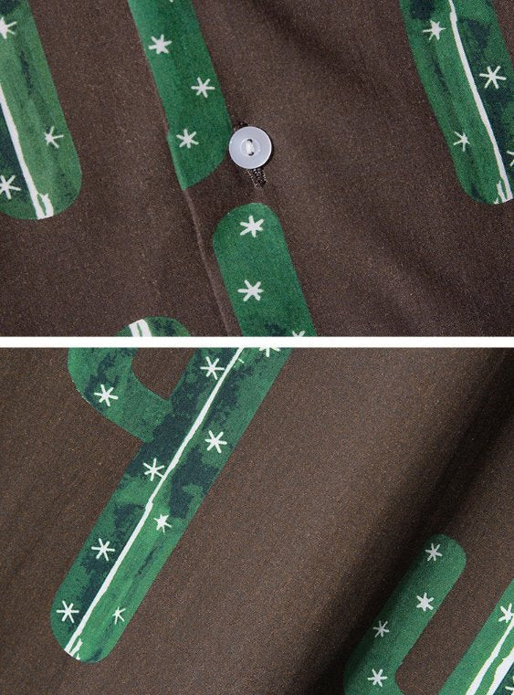 セイントペイン(SAINTPAIN) SP CACTUS HAWAIIAN SHIRT-BROWN