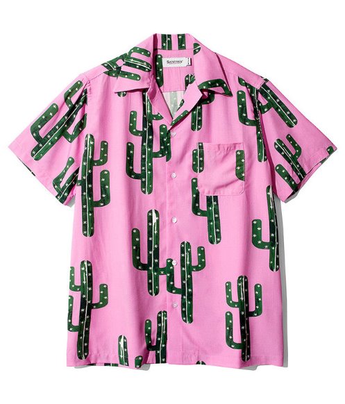 セイントペイン(SAINTPAIN) SP CACTUS HAWAIIAN SHIRT-PINK