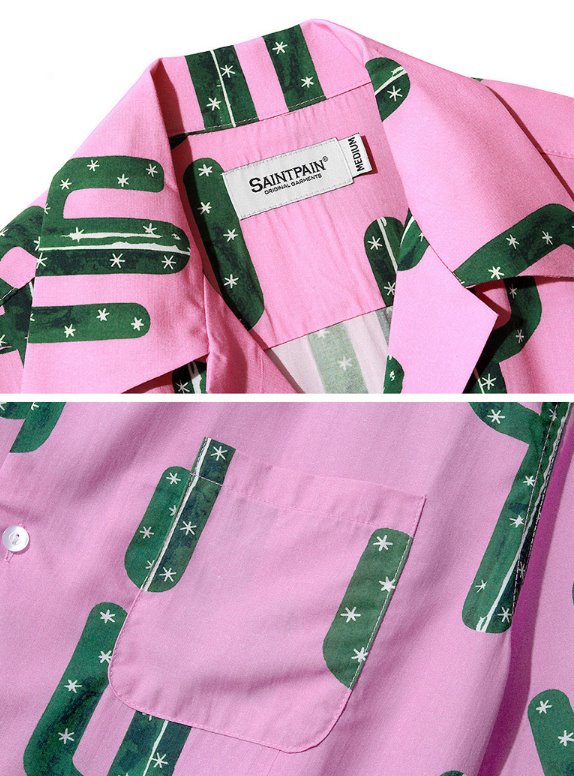 セイントペイン(SAINTPAIN) SP CACTUS HAWAIIAN SHIRT-PINK