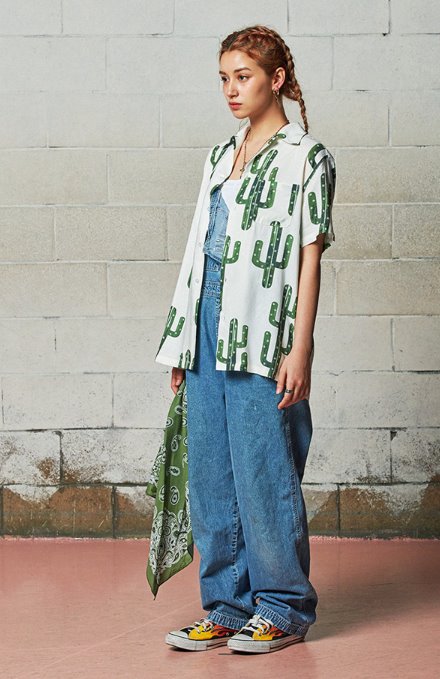 セイントペイン(SAINTPAIN) SP CACTUS HAWAIIAN SHIRT-WHITE