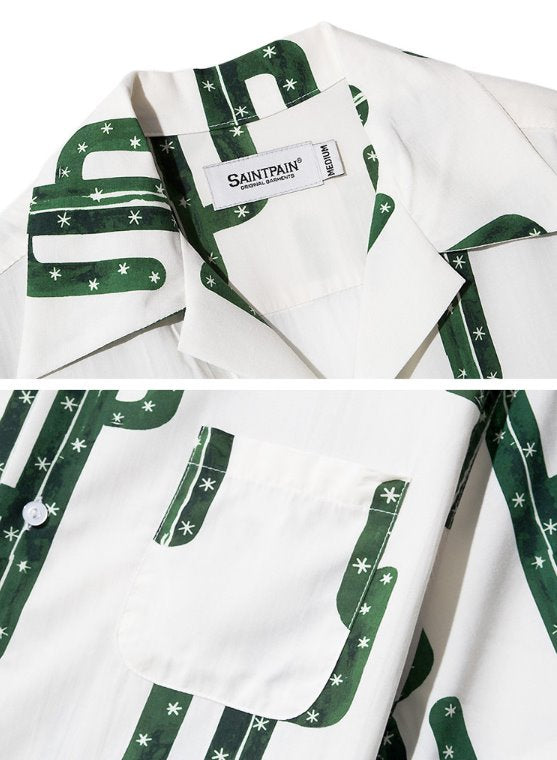セイントペイン(SAINTPAIN) SP CACTUS HAWAIIAN SHIRT-WHITE