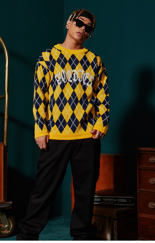 シディスコンマ(SHETHISCOMMA) SOLDIER ARGYLE KNIT