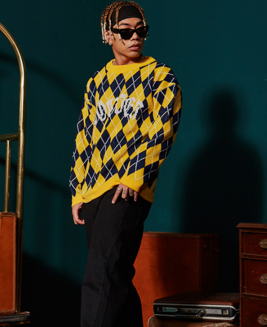 シディスコンマ(SHETHISCOMMA) SOLDIER ARGYLE KNIT