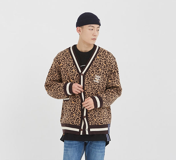 ロマンティッククラウン(ROMANTIC CROWN) Leopard Knit Cardigan_Brown