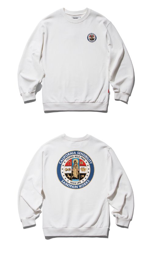 セイントペイン(SAINTPAIN) SP BENEDICT CREWNECK LS-WHITE