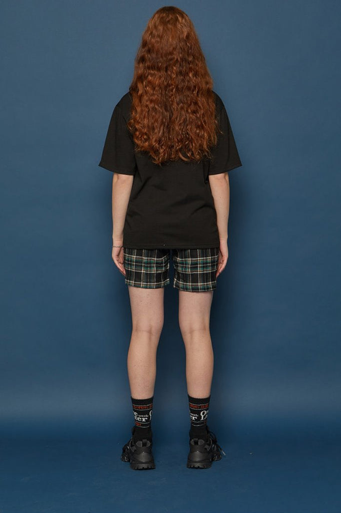 スローアシッド(SLOW ACID) Pocket Lettering Check Half Pants (BLACK)