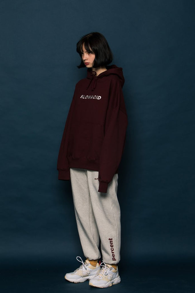 スローアシッド(SLOW ACID) 18FW Logo Hoodie (BURGUNDY)
