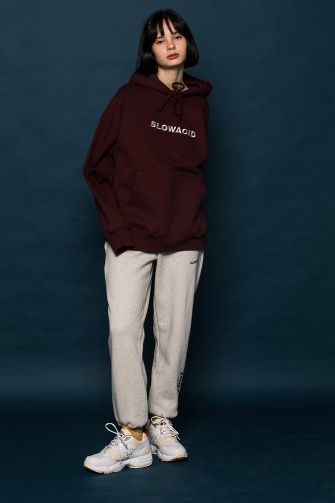 スローアシッド(SLOW ACID) 18FW Logo Hoodie (BURGUNDY)