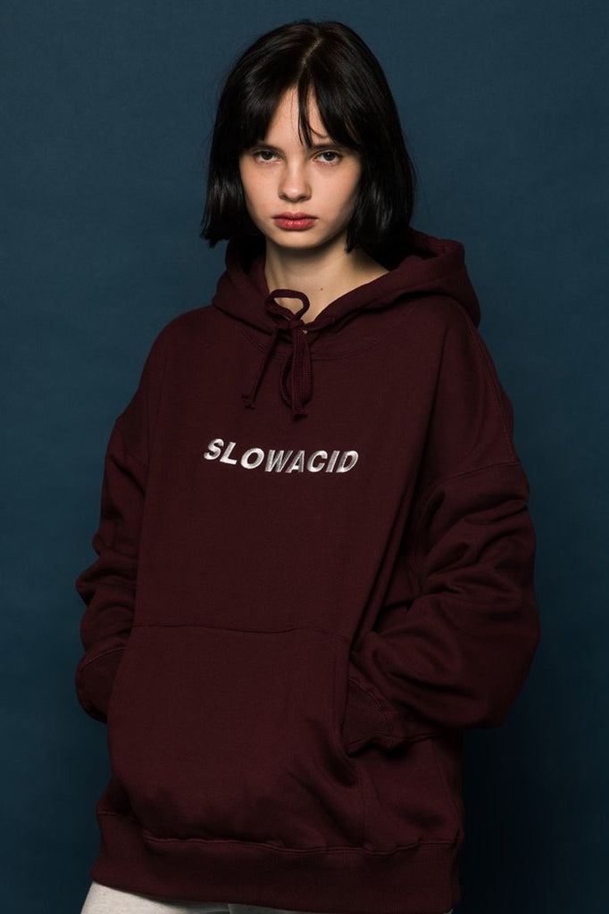 スローアシッド(SLOW ACID) 18FW Logo Hoodie (BURGUNDY)