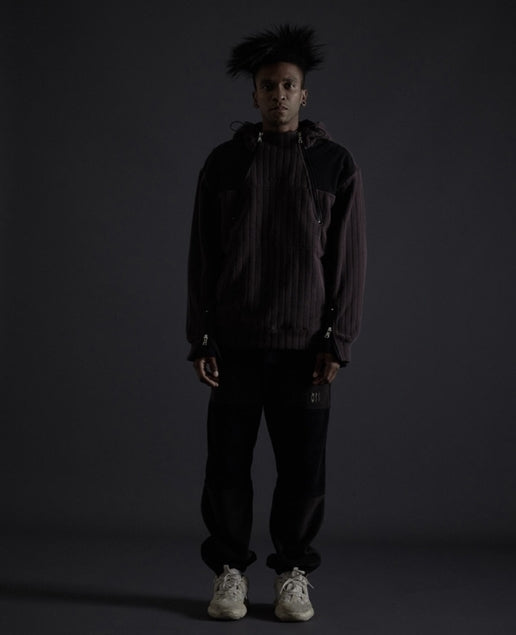 オベルー(OVERR) TOME.5 FLEECED CHARCOAL INCISION HOODIE