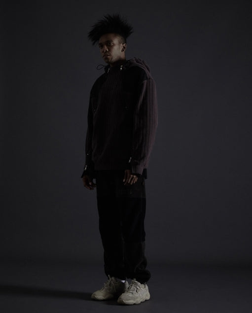 オベルー(OVERR) TOME.5 FLEECED CHARCOAL INCISION HOODIE