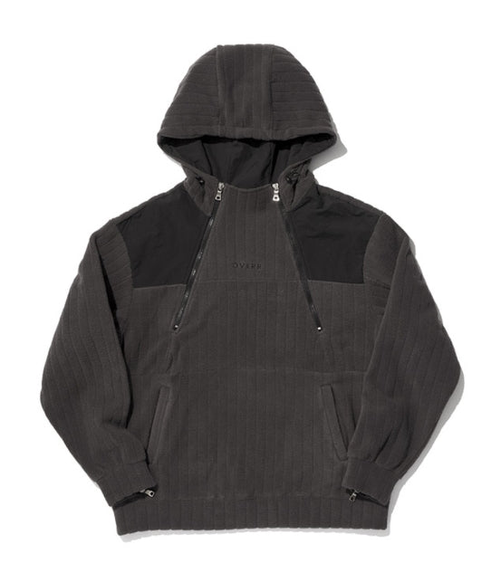 オベルー(OVERR) TOME.5 FLEECED CHARCOAL INCISION HOODIE