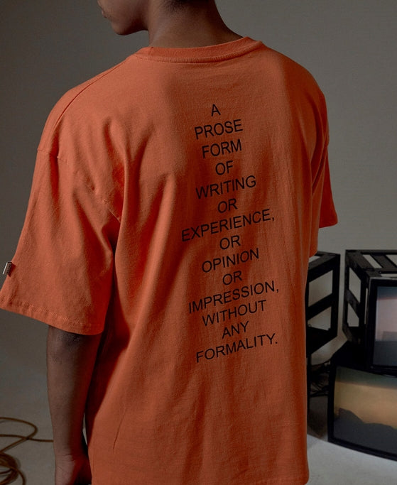 オベルー(OVERR) ESSAY.4 BACKPRINTING ORANGE TEE