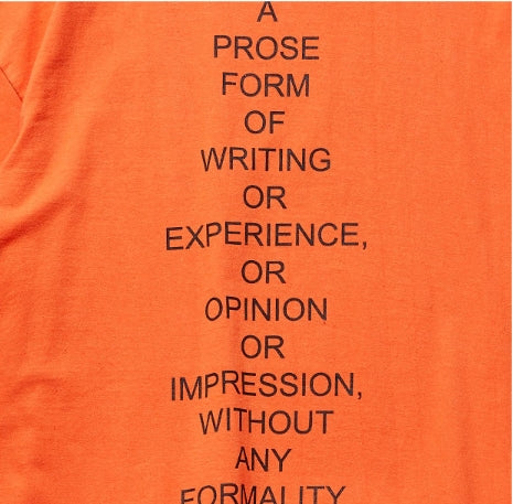 オベルー(OVERR) ESSAY.4 BACKPRINTING ORANGE TEE