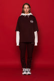 スローアシッド(SLOW ACID) Half-Layered Hoodie (BURGUNDY)