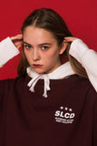 スローアシッド(SLOW ACID) Half-Layered Hoodie (BURGUNDY)
