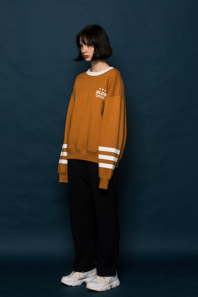 スローアシッド(SLOW ACID) 3LINE Sweatshirt (BROWN)