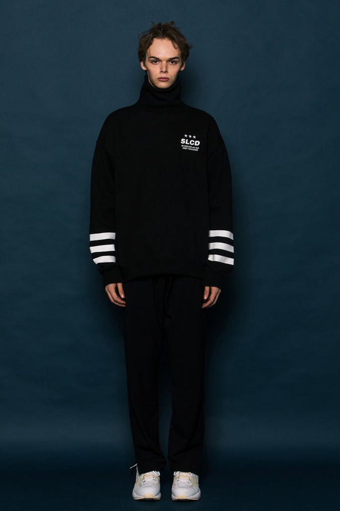スローアシッド(SLOW ACID) 3LINE Turtleneck Sweatshirt (BLACK)