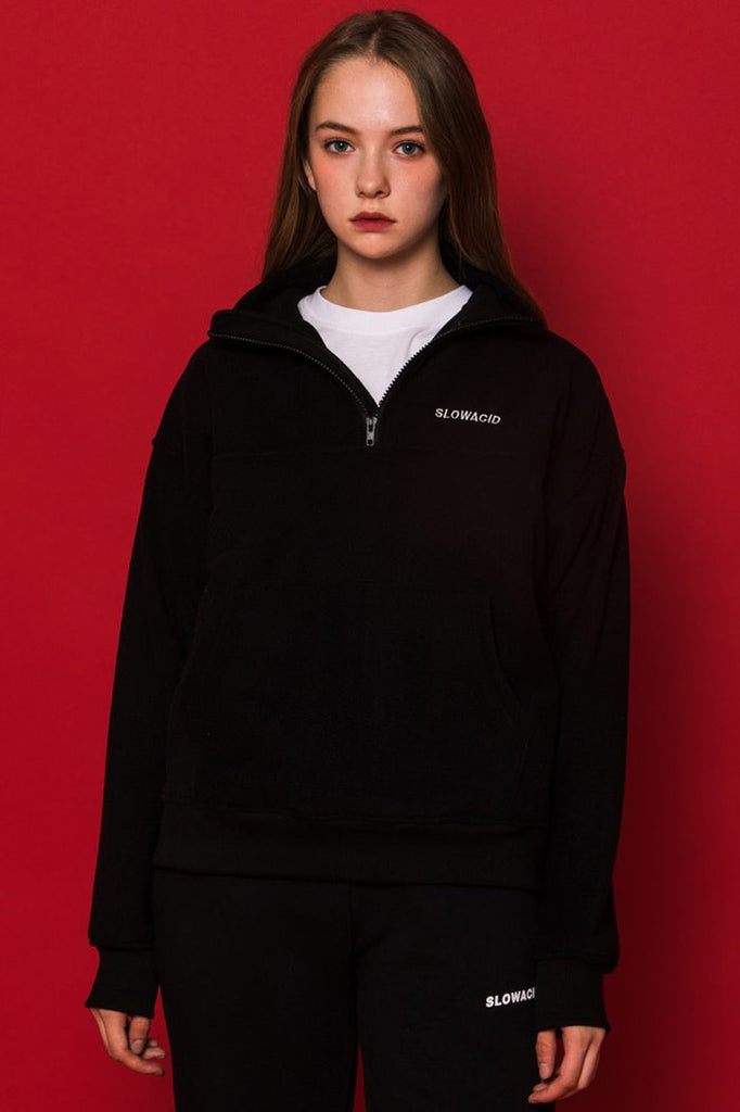 スローアシッド(SLOW ACID) SLCD Half Zipup Fleece (BLACK)