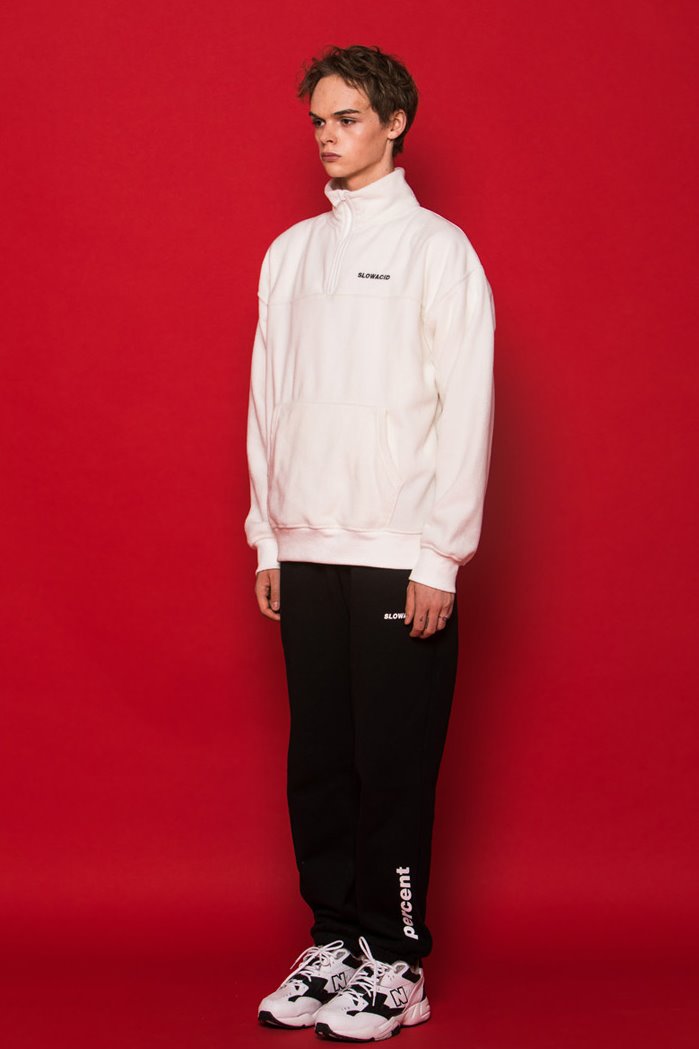 スローアシッド(SLOW ACID) SLCD Half Zipup Fleece (WHITE)