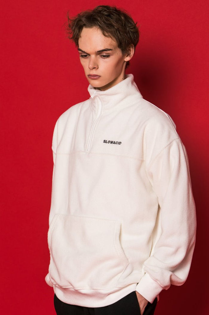 スローアシッド(SLOW ACID) SLCD Half Zipup Fleece (WHITE)
