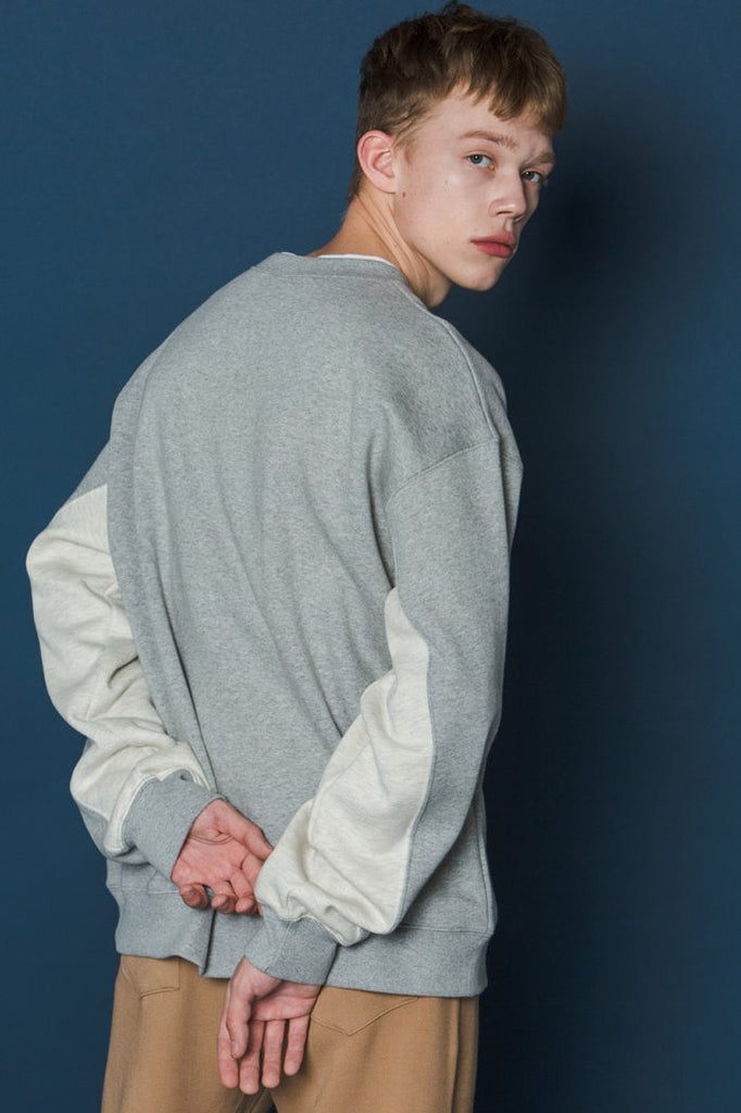 スローアシッド(SLOW ACID) Two-tone Sleeve Sweatshirt (GREY)