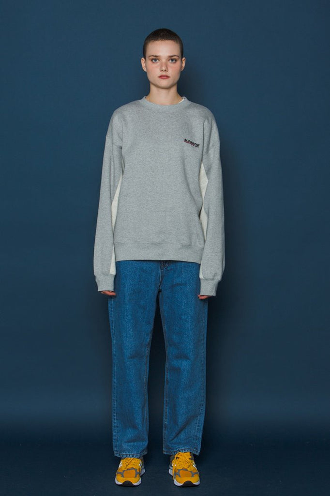 スローアシッド(SLOW ACID) Two-tone Sleeve Sweatshirt (GREY)