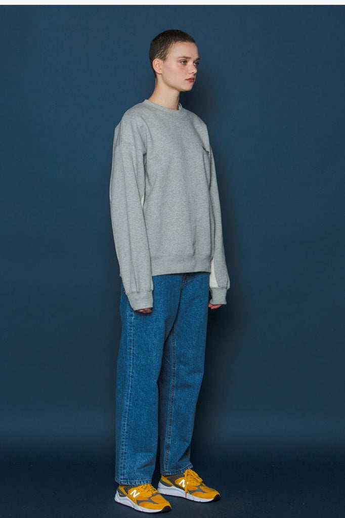 スローアシッド(SLOW ACID) Two-tone Sleeve Sweatshirt (GREY)