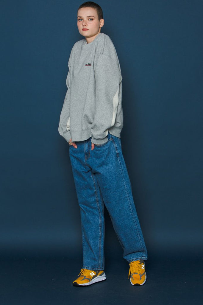 スローアシッド(SLOW ACID) Two-tone Sleeve Sweatshirt (GREY)