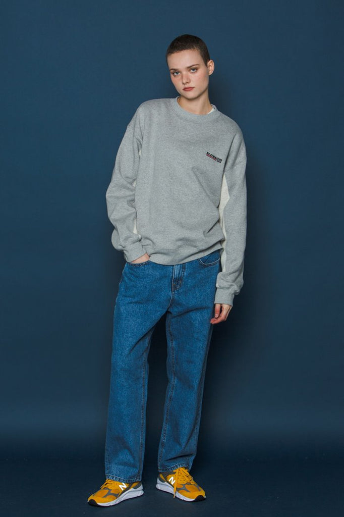 スローアシッド(SLOW ACID) Two-tone Sleeve Sweatshirt (GREY)