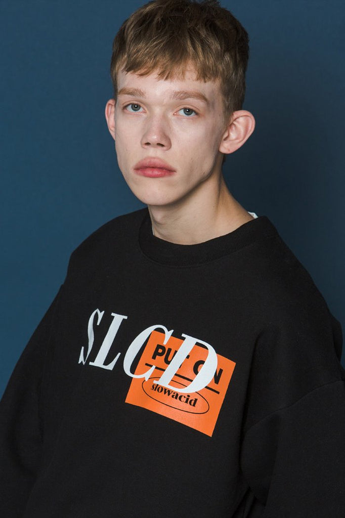 スローアシッド(SLOW ACID) Orangebox Logo Sweatshirt (BLACK)