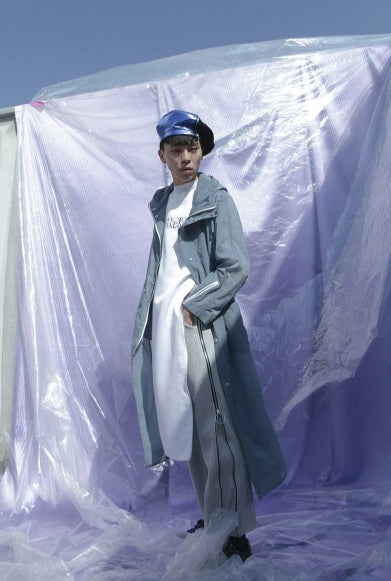 オクトーバーサード(Oct.3) OCT.3 Long Hood Rain Coat (Blue)