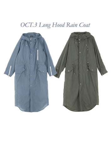 オクトーバーサード(Oct.3) OCT.3 Long Hood Rain Coat (Khaki)