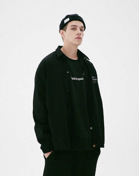 メスノウン(MASSNOUN) GLOBE SCOTCH LOGO COACH JACKET MFVJK003-BK