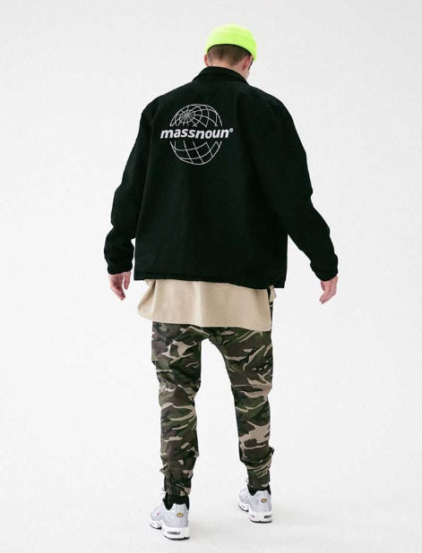 メスノウン(MASSNOUN) GLOBE SCOTCH LOGO COACH JACKET MFVJK003-BK