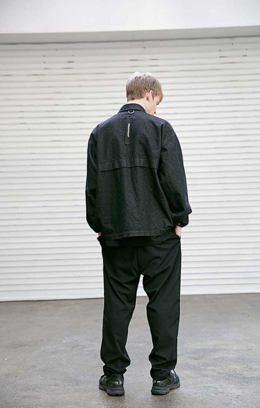 メスノウン(MASSNOUN) NOR D OVERSIZED BLACK DENIM JACKET MSEJK001-BK+strap