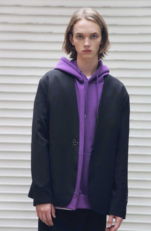 メスノウン(MASSNOUN) COLLARLESS HOOK JACKET MFEJK003-BK