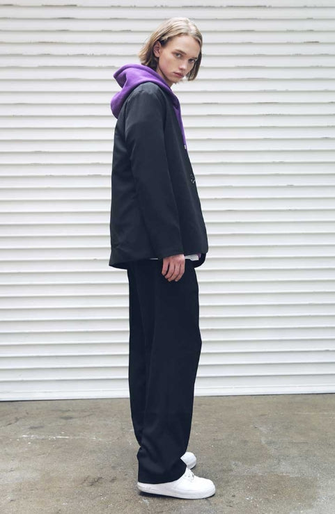 メスノウン(MASSNOUN) COLLARLESS HOOK JACKET MFEJK003-BK