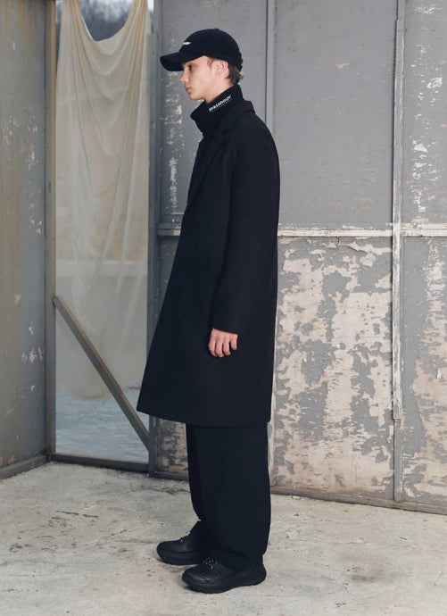 メスノウン(MASSNOUN) DROP SHOULDER OVERSIZED SINGLE COAT MFECT002-BK