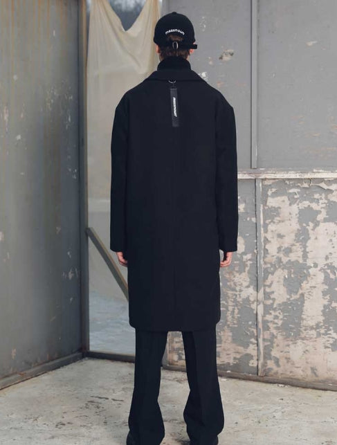 メスノウン(MASSNOUN) DROP SHOULDER OVERSIZED SINGLE COAT MFECT002-BK