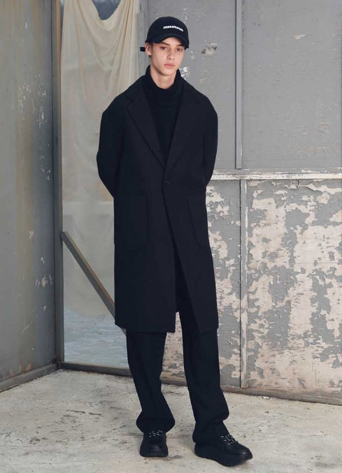 メスノウン(MASSNOUN) DROP SHOULDER OVERSIZED SINGLE COAT MFECT002-BK