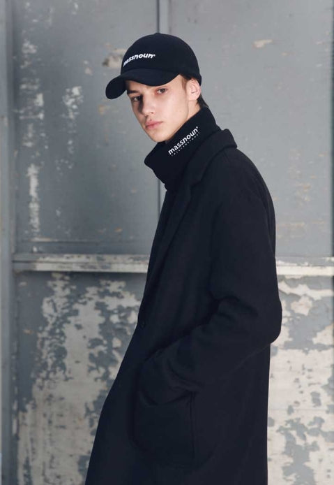 メスノウン(MASSNOUN) DROP SHOULDER OVERSIZED SINGLE COAT MFECT002-BK