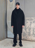 メスノウン(MASSNOUN) DOUBLE OVERSIZED SUBJECT BELT WOOL COAT MFECT003-BK