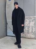 メスノウン(MASSNOUN) DOUBLE OVERSIZED SUBJECT BELT WOOL COAT MFECT003-BK